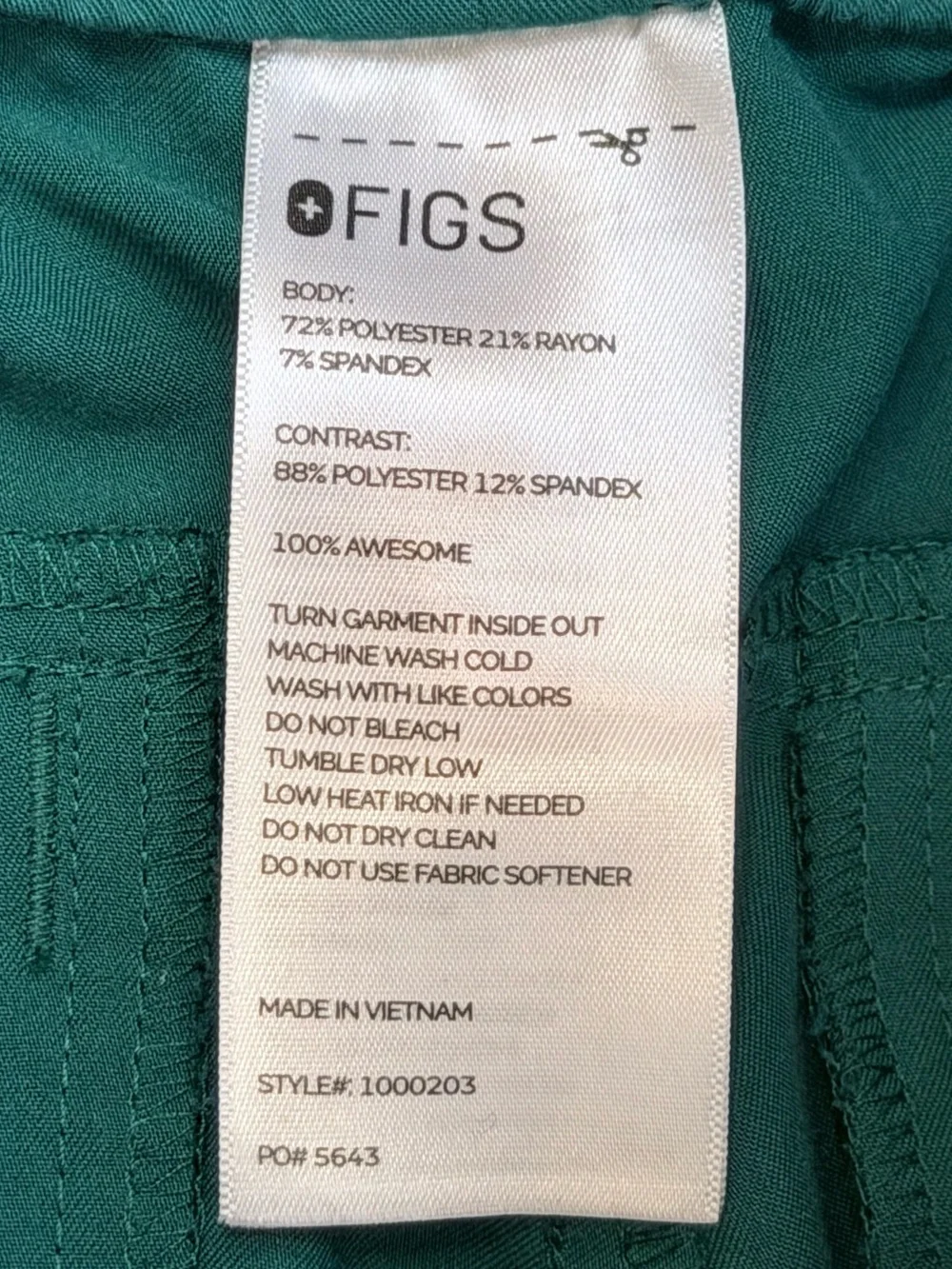 Figs Tansen Casual Scrub Pant Hunter Green Mint Green Ties Mens Size S